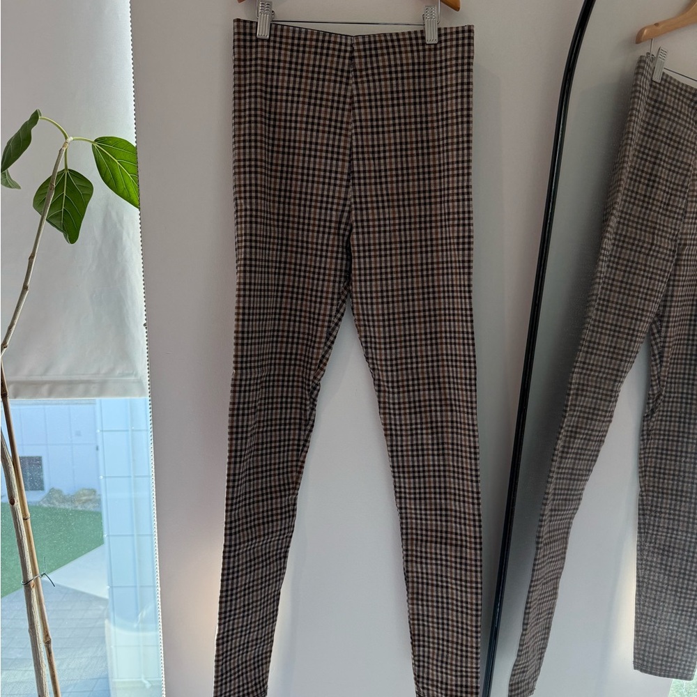 Boohoo Checkered Skinny Pants - Black and Brown
